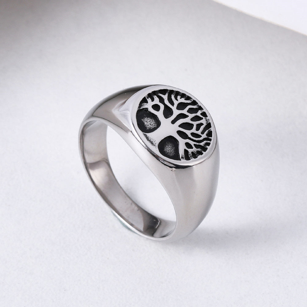 Wholesale Simple Tree of Life Titanium Steel Ring for Men and Women