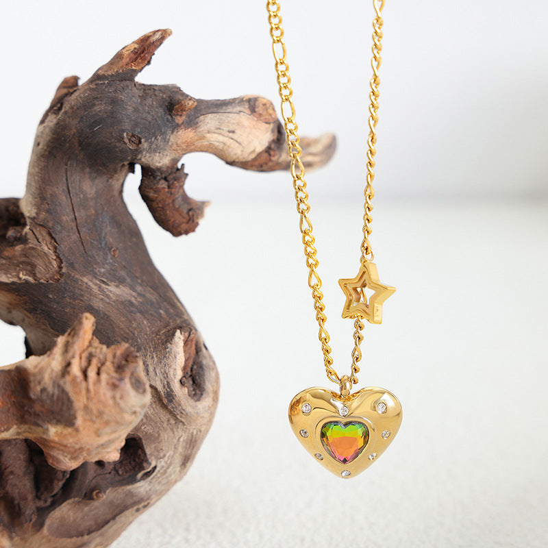 Hip-hop Geometric Heart Necklace - Planderful Collection