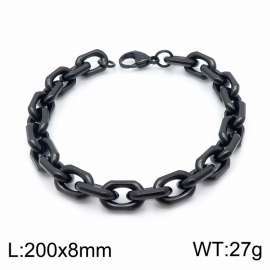 Men's Black-Plated Titanium Steel O-Chain Bracelet with Dominant European and American Style