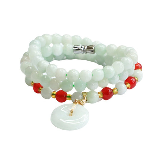 Jade, Agate, and Chalcedony Sterling Silver Bracelet