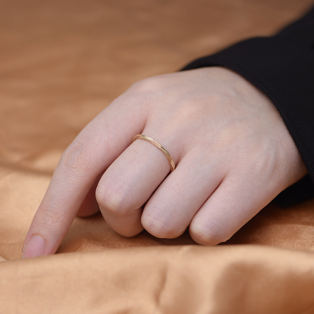 Geometric Interweaving Wrapping Line Sterling Silver Ring