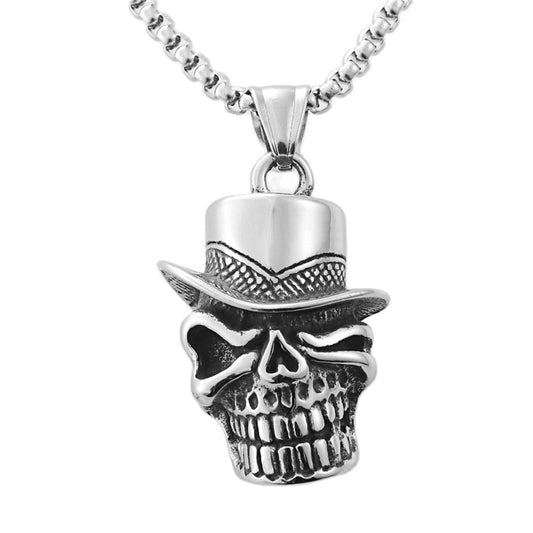 Personalized Titanium Steel Skull Pendant Necklace for Men - Retro Punk Design