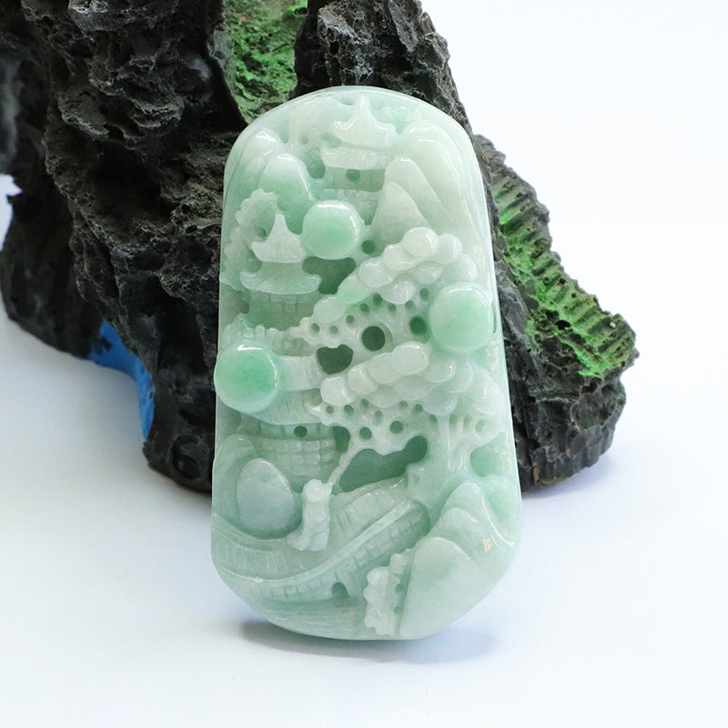 Jade Fortune's Favor Sculpted Landscape Pendant