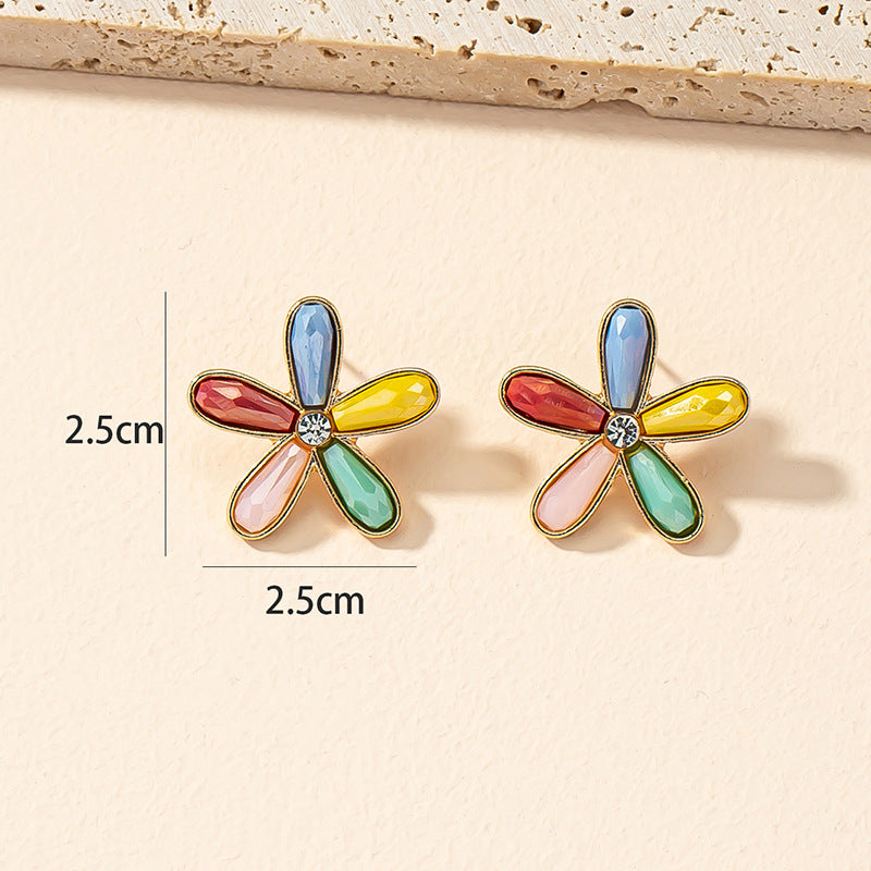 Colorful Vienna Verve Metal Flower Earrings - Elegant Design and Lightweight