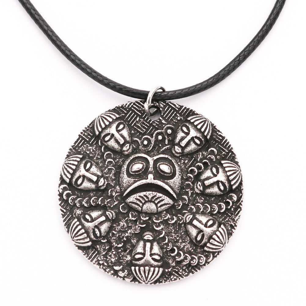 Viking OgmaMedallion Round Metal Necklace - European and American Fashion Jewelry