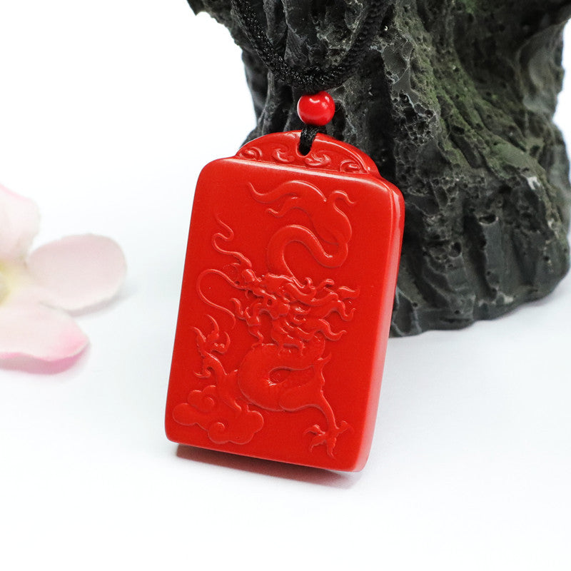 Dragon Fire Cinnabar Stone Sterling Silver Pendant