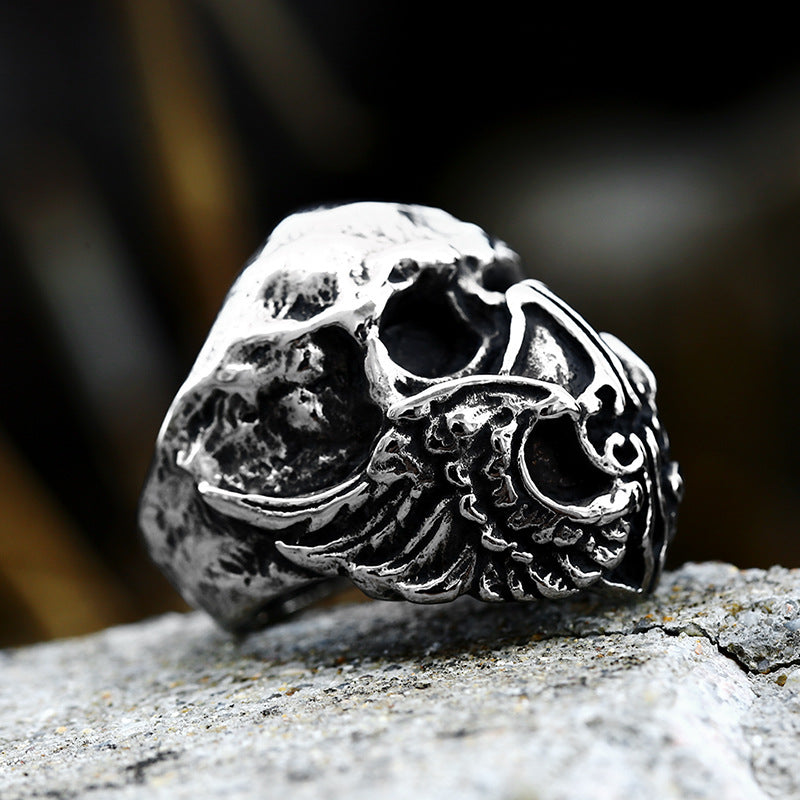 Bold Titanium Steel Skull Ring for Men - Punk Style Hip-Hop Accessory, Sizes 7-13 Available