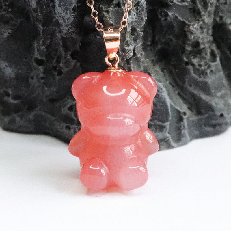 Sterling Silver Agate Bear Necklace from Planderful Collection