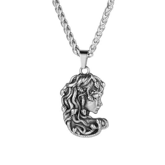 Retro Medusa Queen Pendant in Titanium Steel - Elegant Snake Design for Men and Women