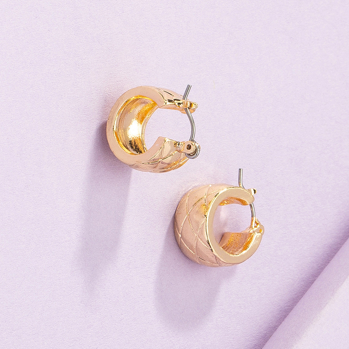 Gold Smooth Circular French Earrings - Vienna Verve Collection