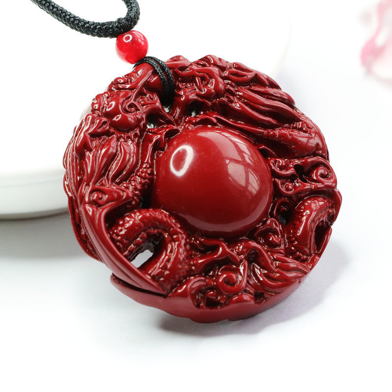 Cinnabar Pendant Double Dragon Brand Pendant Jewelry