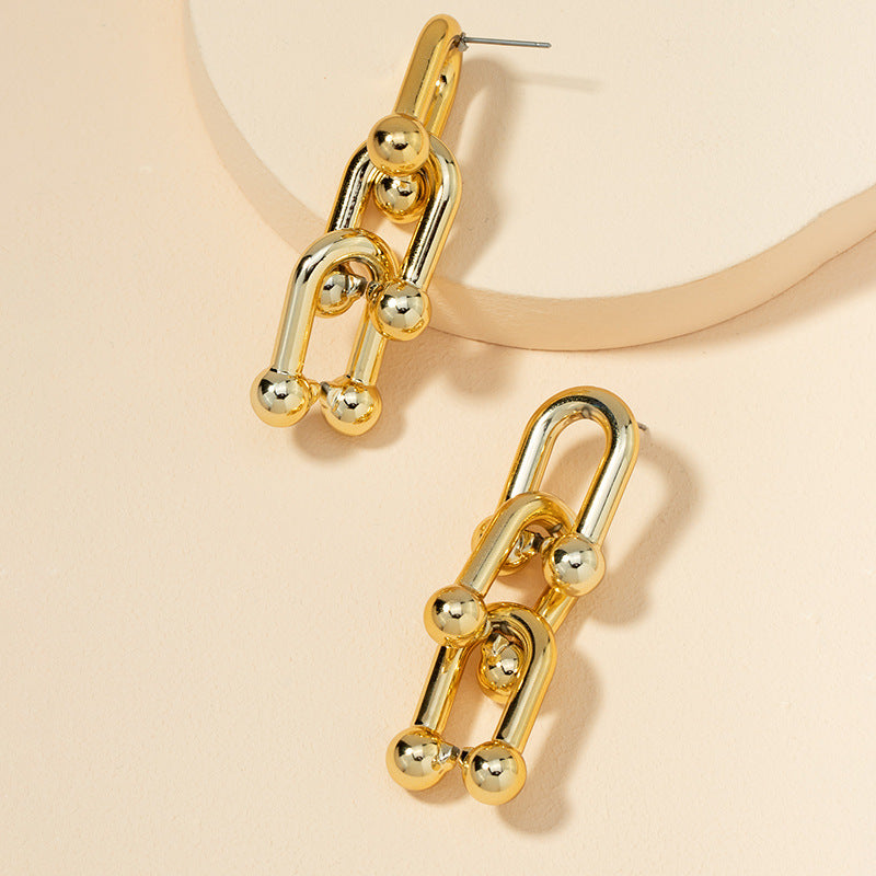 Metal Chain Exaggerated Earrings - Vienna Verve Collection