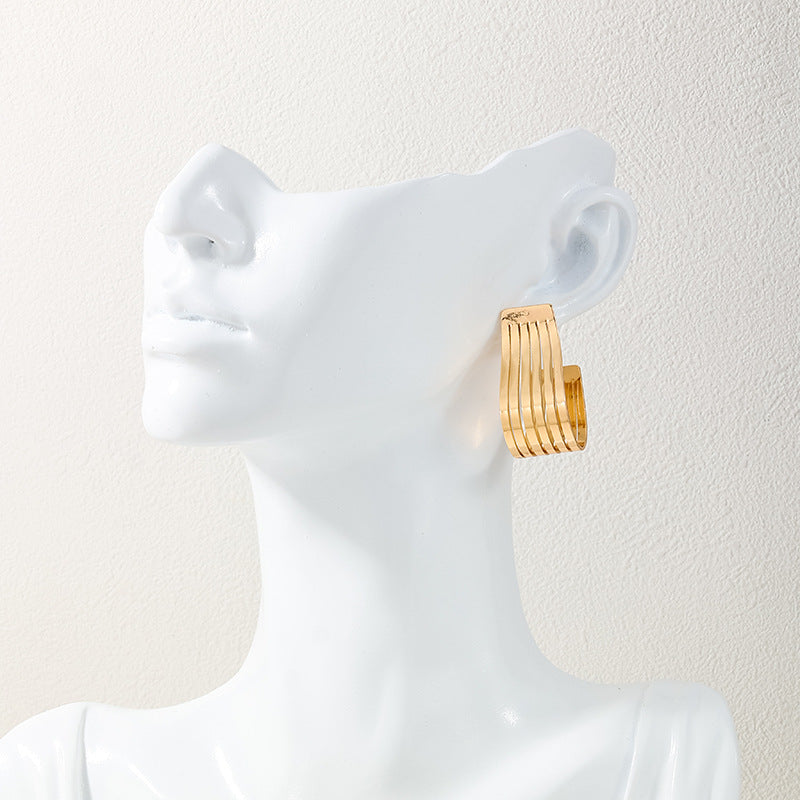 Multi-Layer Metal Geometric Earrings Set - Vienna Verve Collection