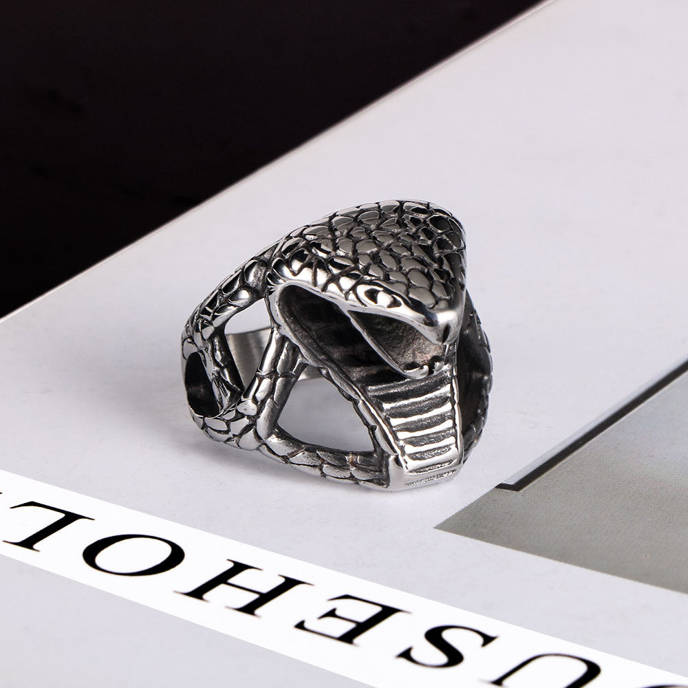 Trendy Men's Titanium Steel Snake Ring - Kobe Mamba Cross-Border Jewelry