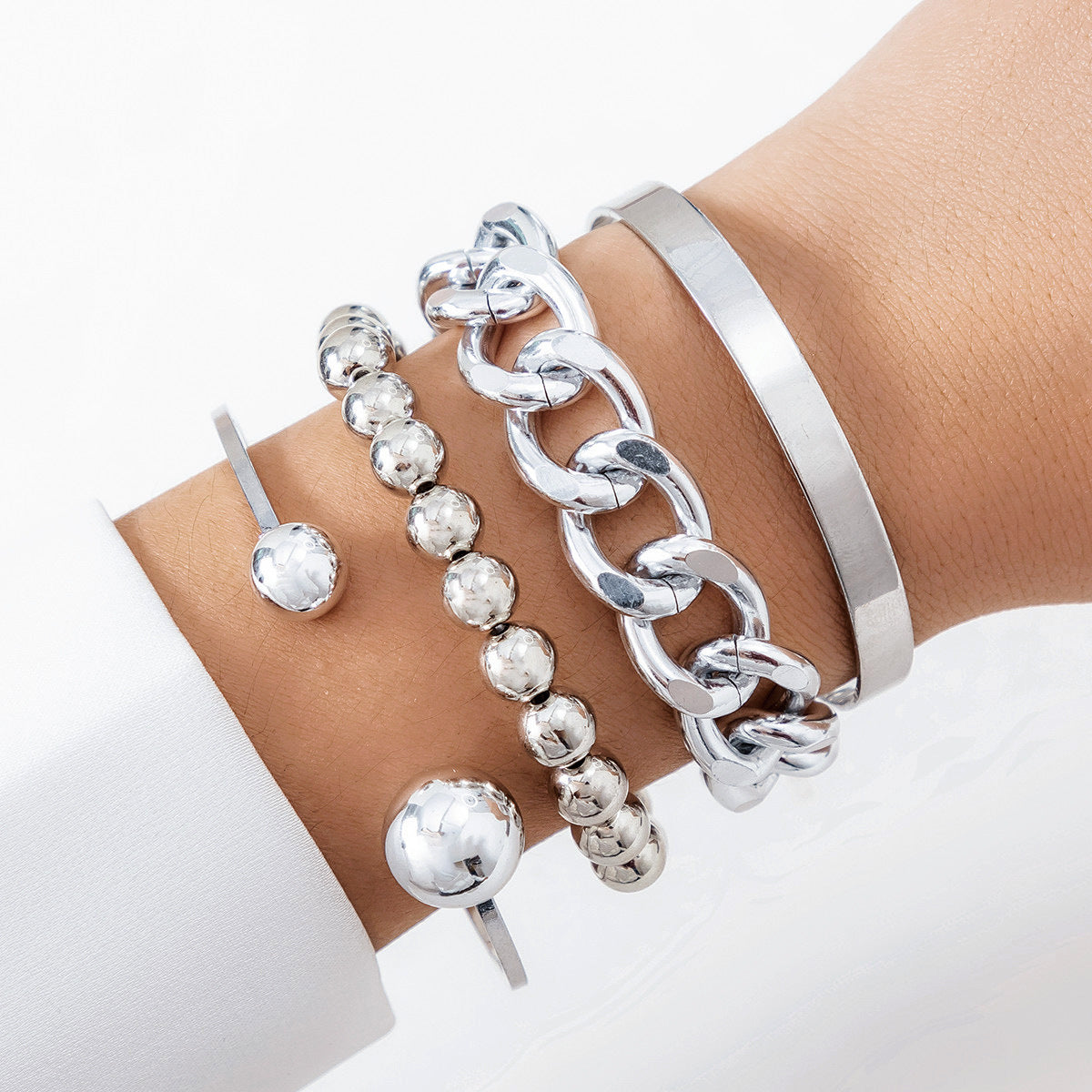 Exaggerated Cyberwind Multi-layer Beaded Bracelet with Imitation Pearl Accents