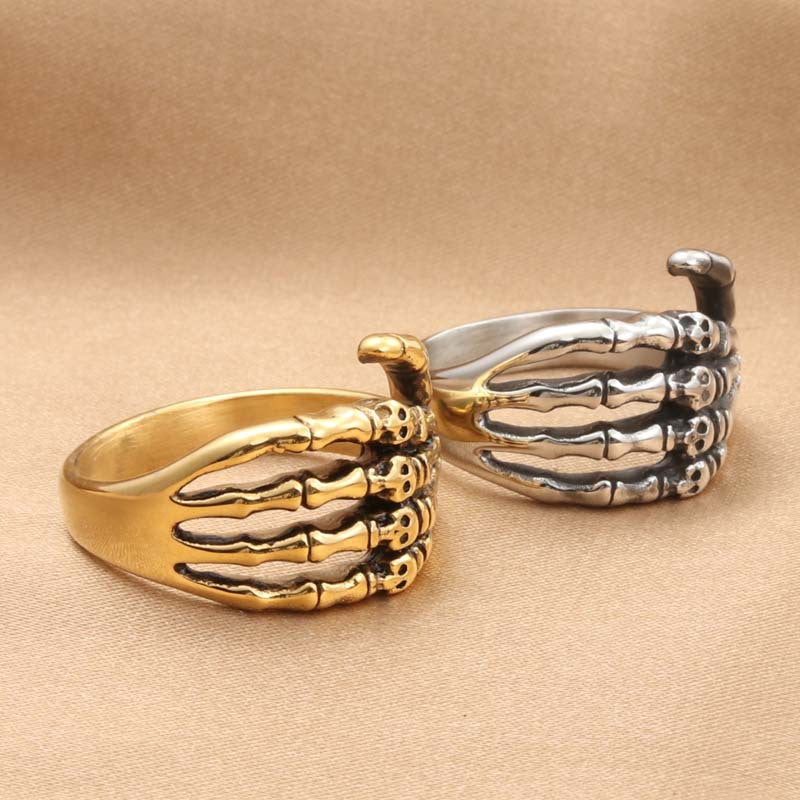 Titanium Steel Skull Ring for Men - Retro Trendy Ghost Claw Design Directly from Manufacturer