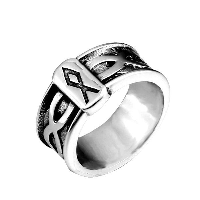 Vintage Viking-Inspired Titanium Steel Ring for Men - Stylish and Simple Stainless Steel Design, Sizes 8-13 Available