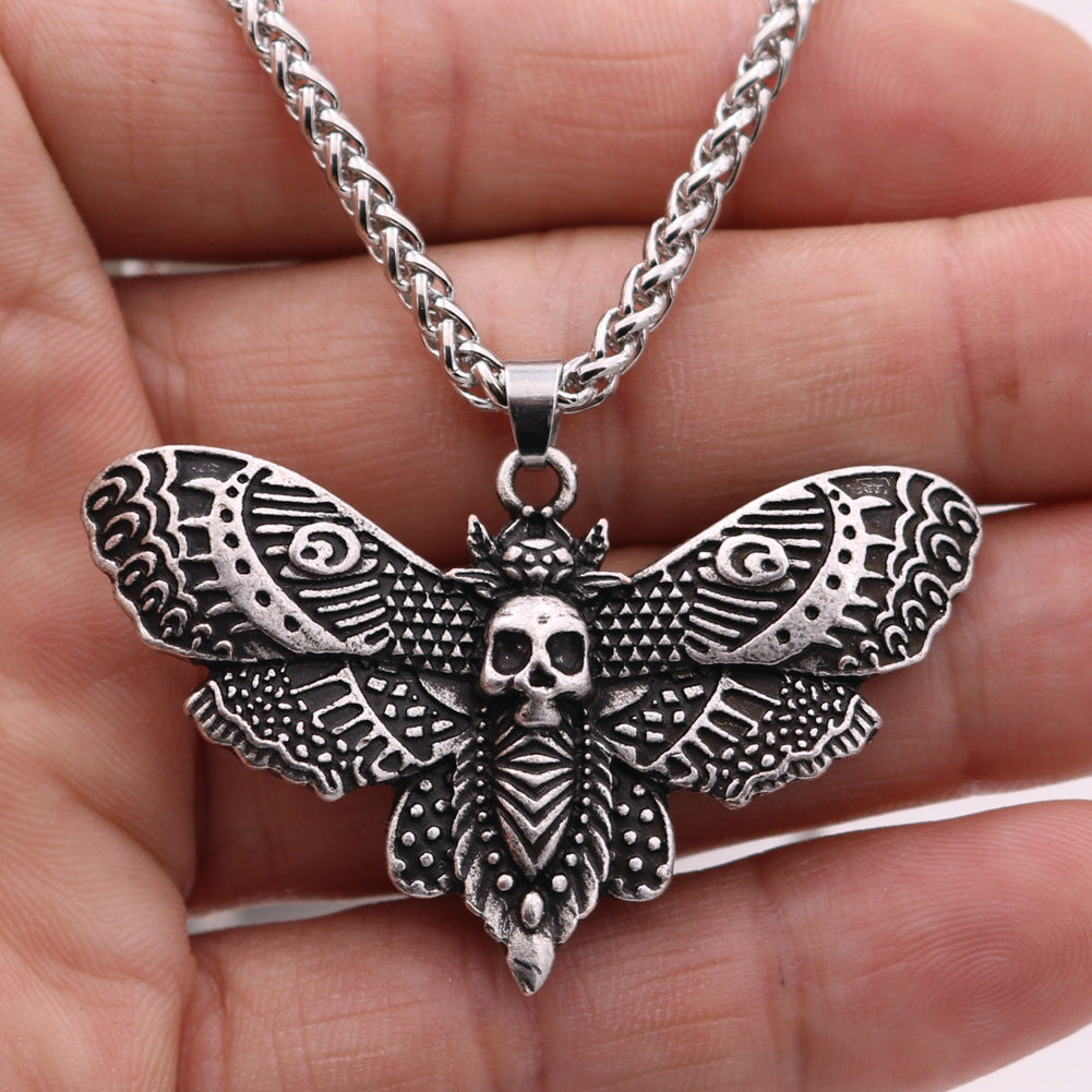 Death Valley Moth Alloy Pendant Necklace - European and American Retro Fashion Jewelry