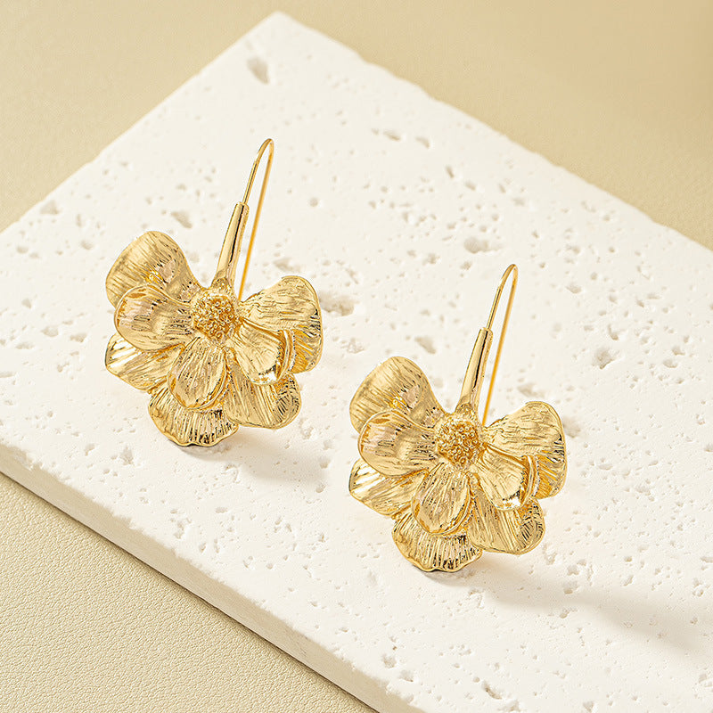 Elegant Floral Textured Stud Earrings - Vienna Verve Collection