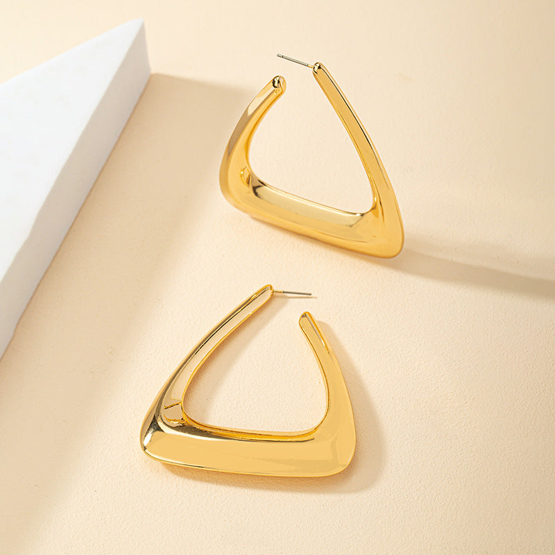 Exaggerated Geometric Gold Earrings - Vienna Verve Collection