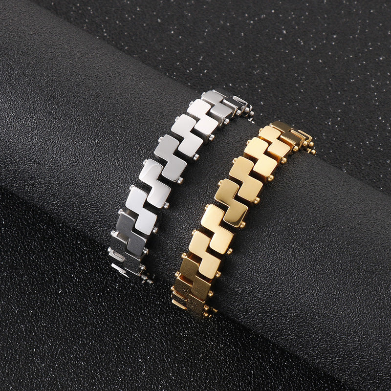 Personalized 18K Titanium Steel Men's Bracelet - Trendy European & American Style