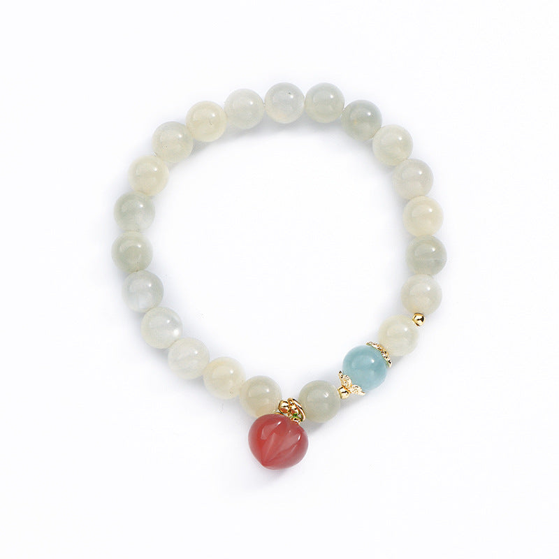 Fortune's Favor Red Agate Crystal Bracelet with Peach Pendant