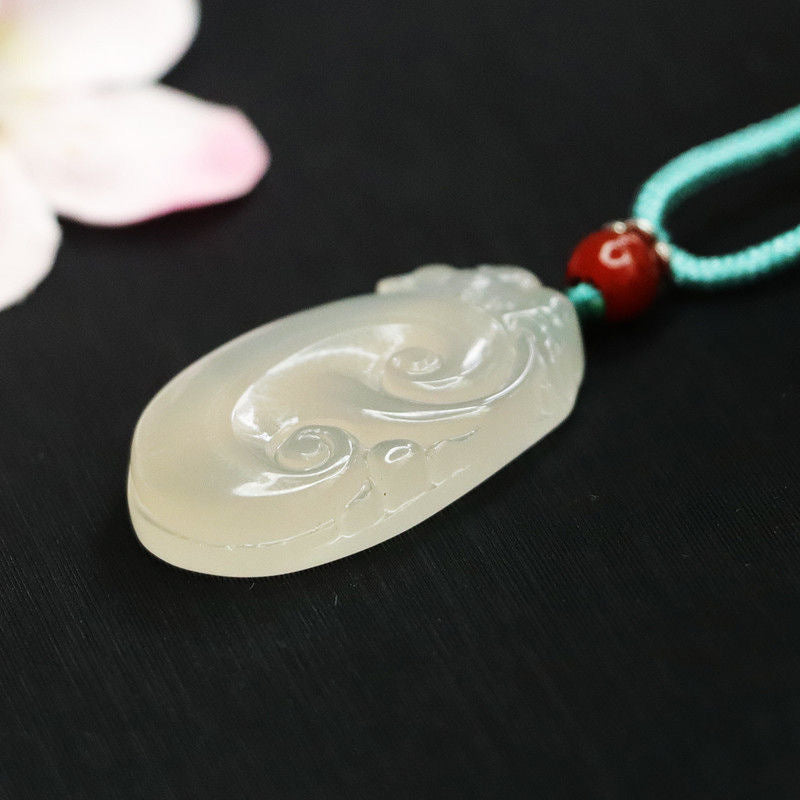 Brazil Ice White Chalcedony Ruyi Pendant Jewelry