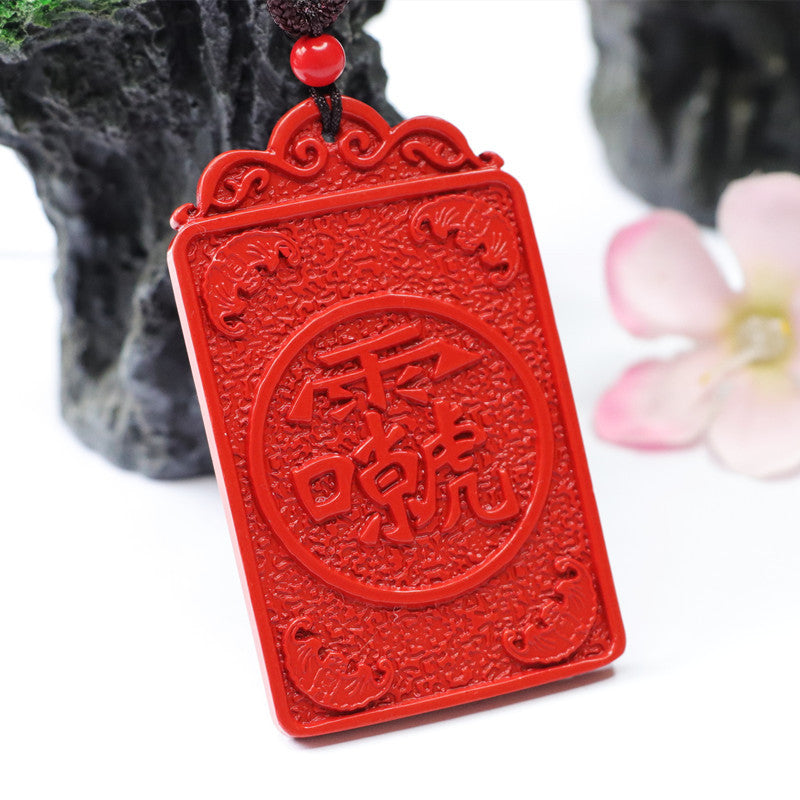 Cinnabar Pendant Red Sand Rectangle Pendant Jewelry