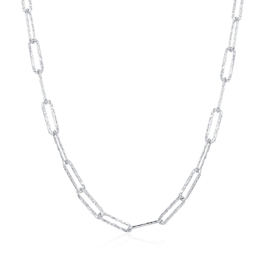 Sterling Silver Minimalist Hammered Texture Women's Necklace