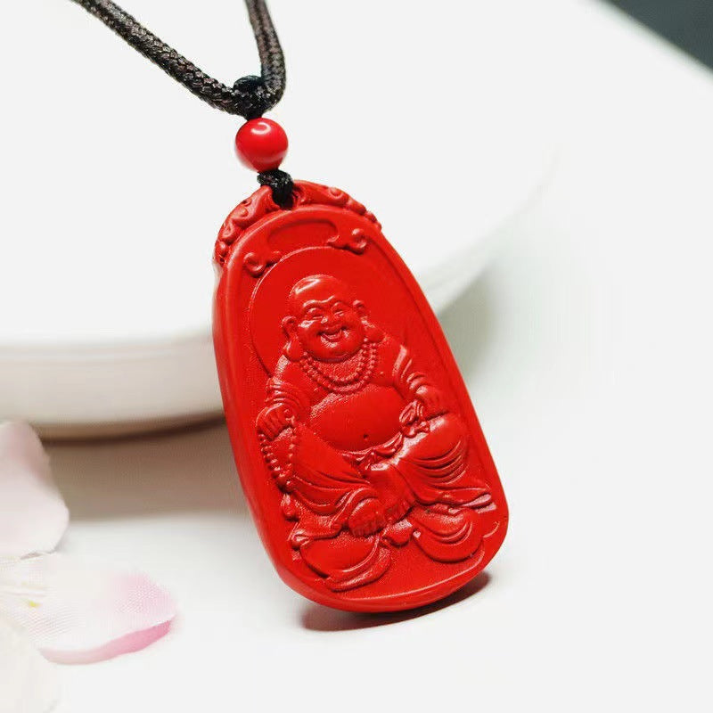 Cinnabar Buddhist Lord Pendant Jewelry: Symbol of Fortune and Protection