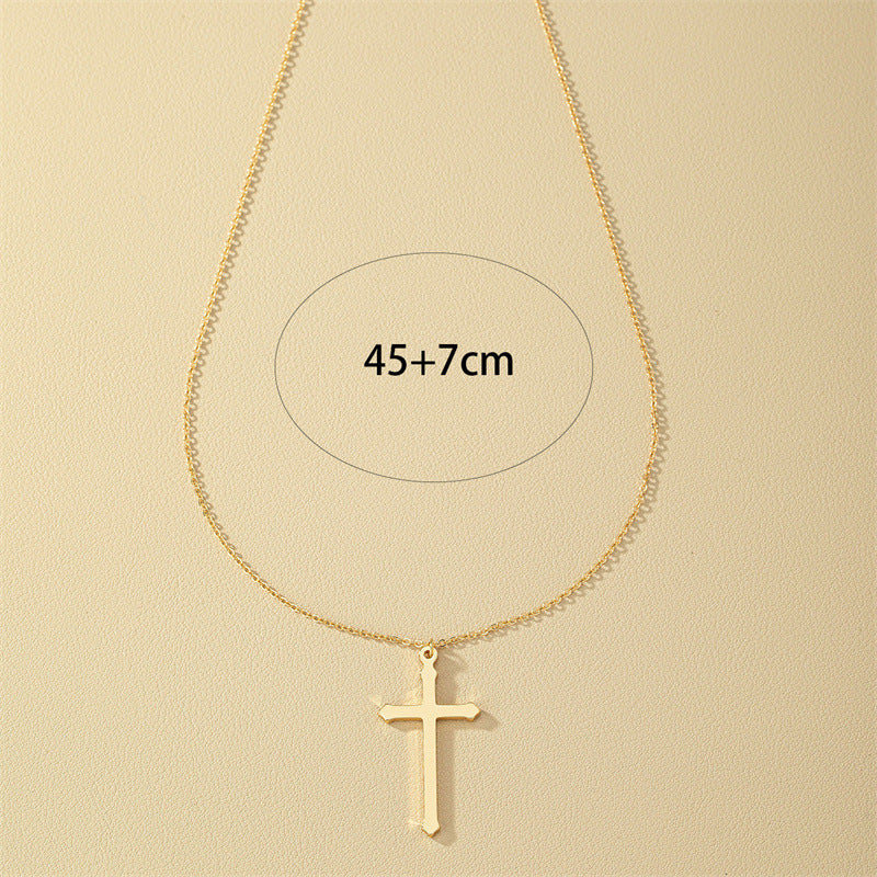 European and American Trendy Metal Cross Necklace Set with Customizable Collarbone Chain