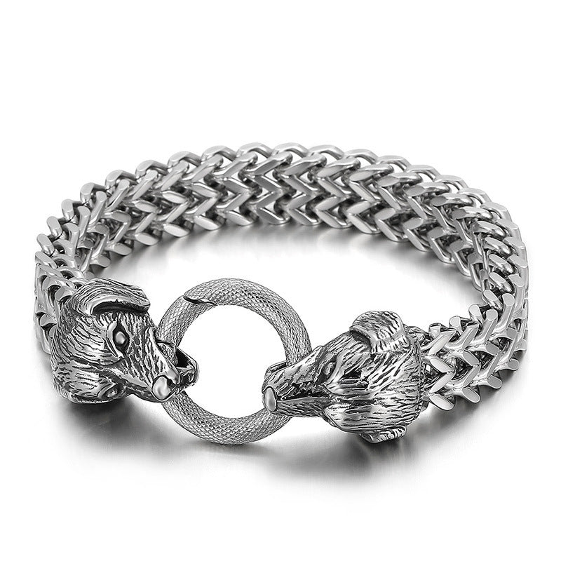 Zodiac-Inspired Double-Layer Titanium Steel Bracelet for Men