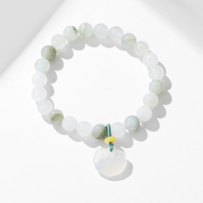 Jade and Sterling Silver Minimalist Beaded Bracelet for Girlfriend's Birthday Gift