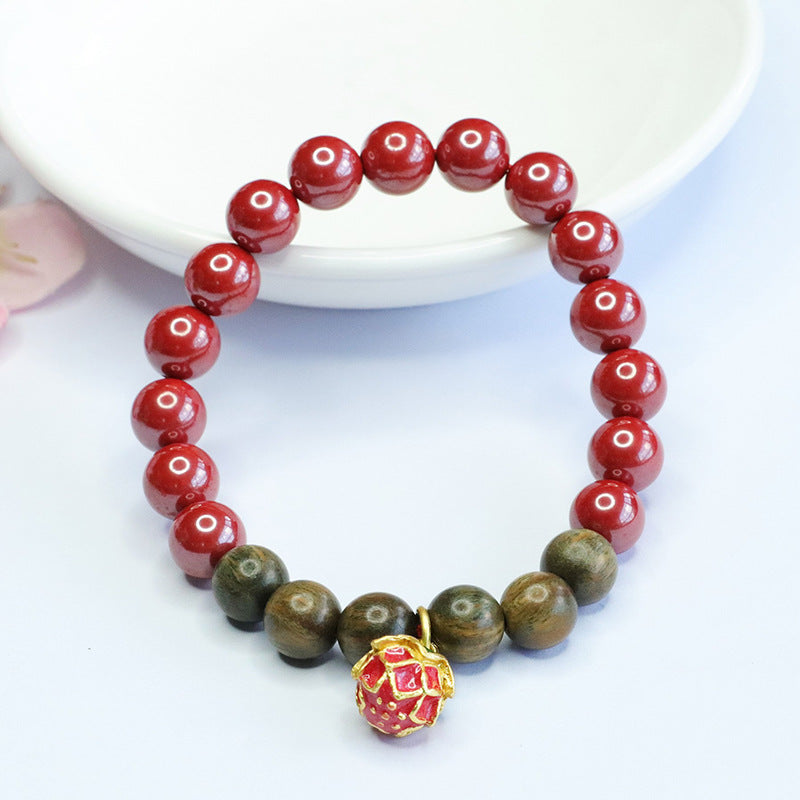 Fortune's Favor Sterling Silver Cinnabar and Sandalwood Bracelet