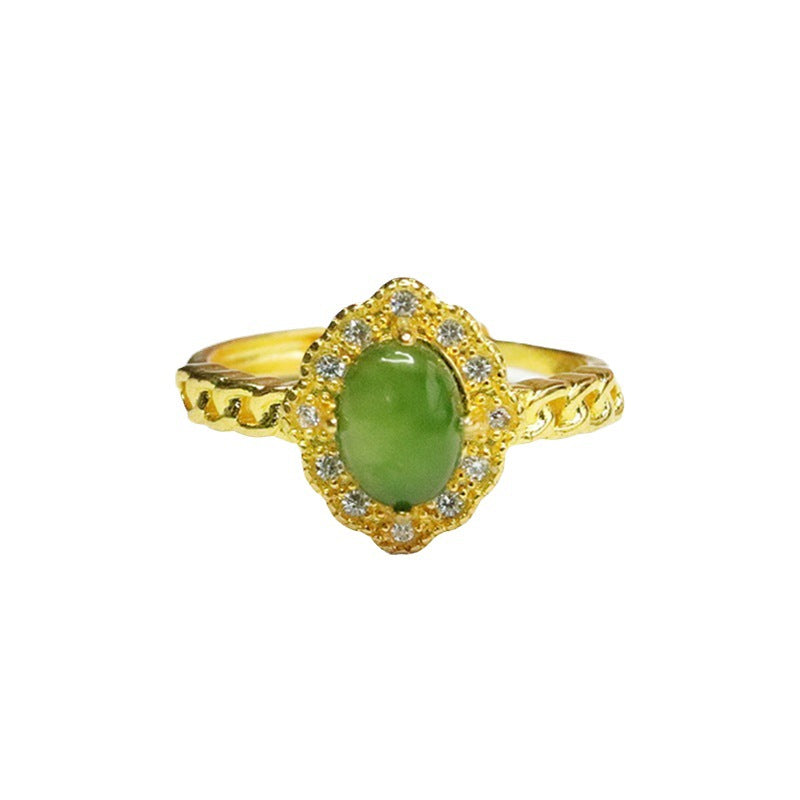 Fortune's Jade Zircon Chain Ring