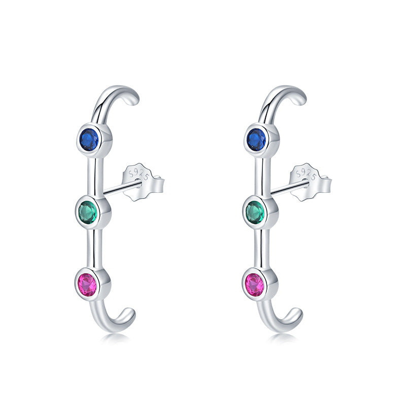 Chic S925 Sterling Silver Zircon Stud Earrings for Women