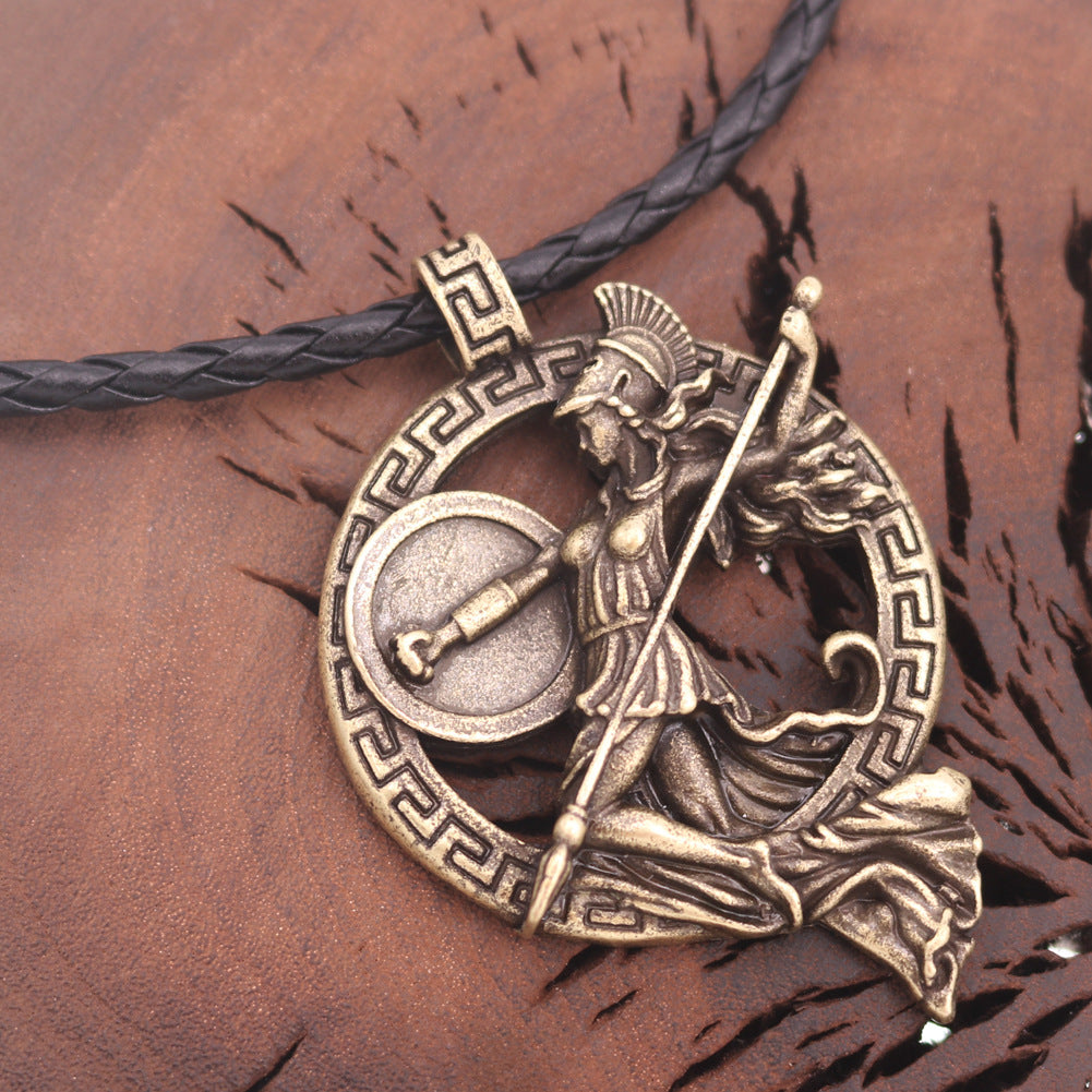 Warrior Goddess Minerva Alloy Pendant Necklace for Men