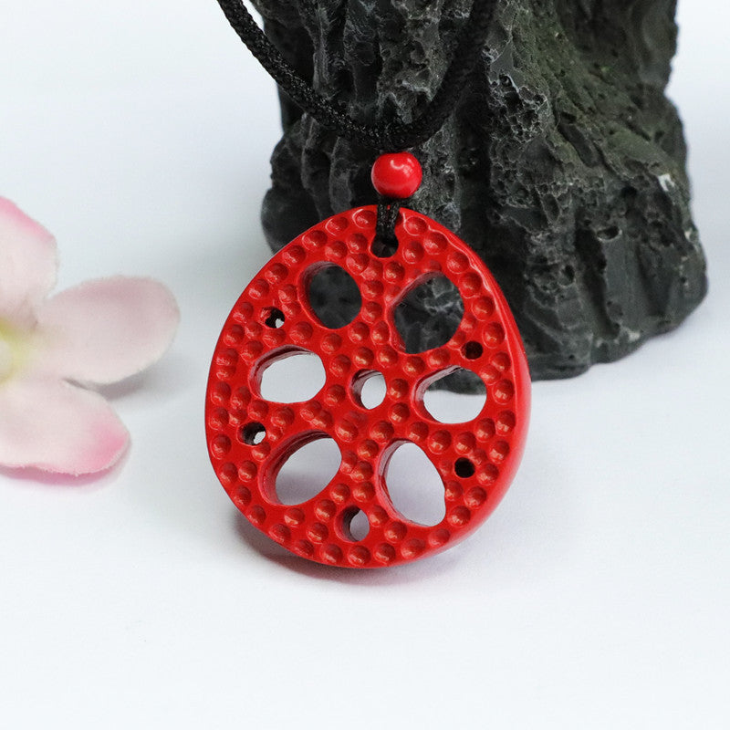 Cinnabar Pendant, Red Sand Lotus Root Pendant, Jewelry