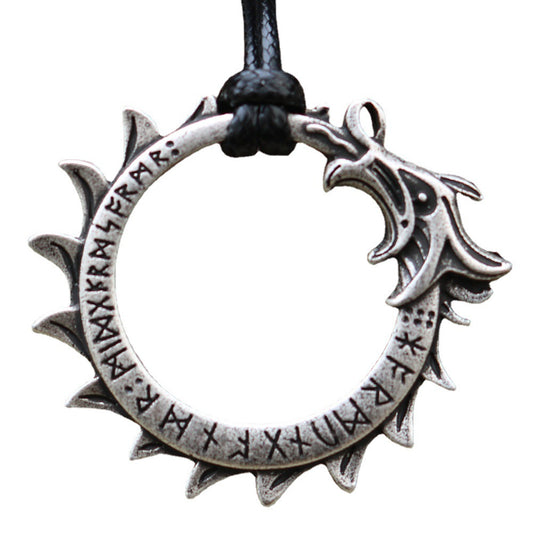 Viking Leader Runa Rune Pendant Men's Alloy Necklace - Norse Legacy Collection