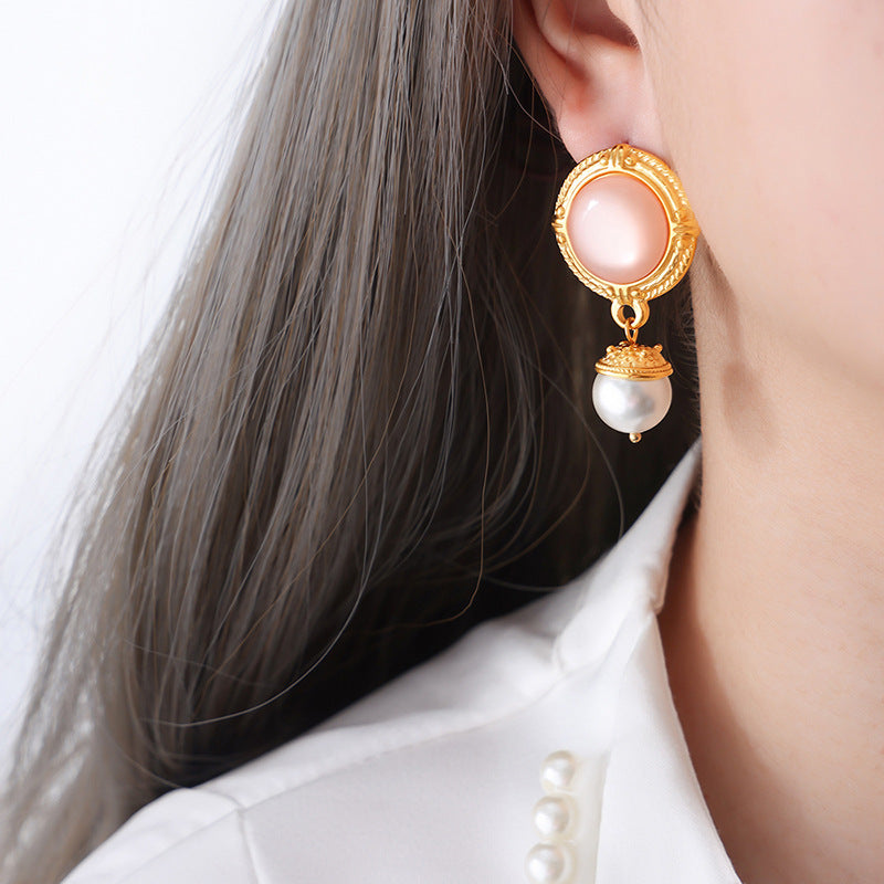 Geometric Zircon Gold-Plated Earrings with Simple Chic Style