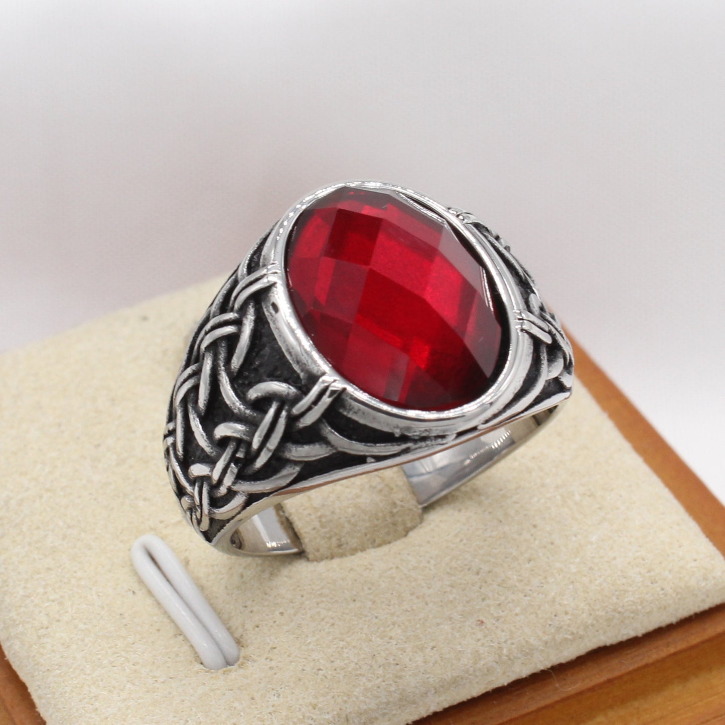 Vintage European-American Viking Oval Stone Ring for Men - Wholesale Jewelry Collection