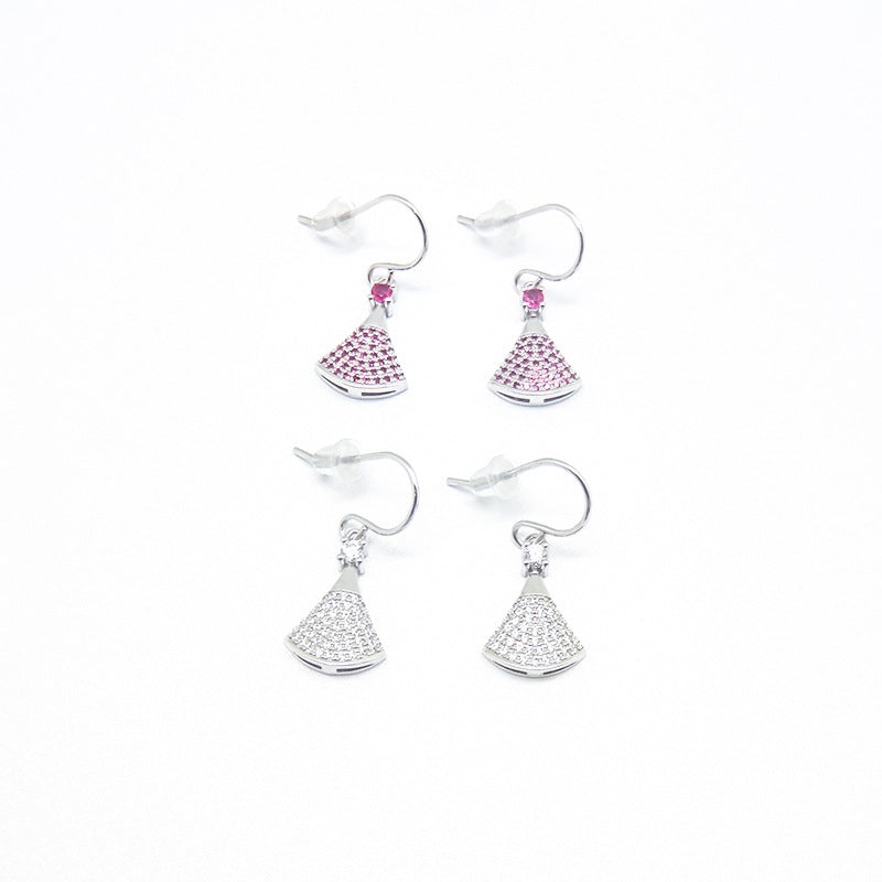 Zircon Skirt Silver Hook Earrings