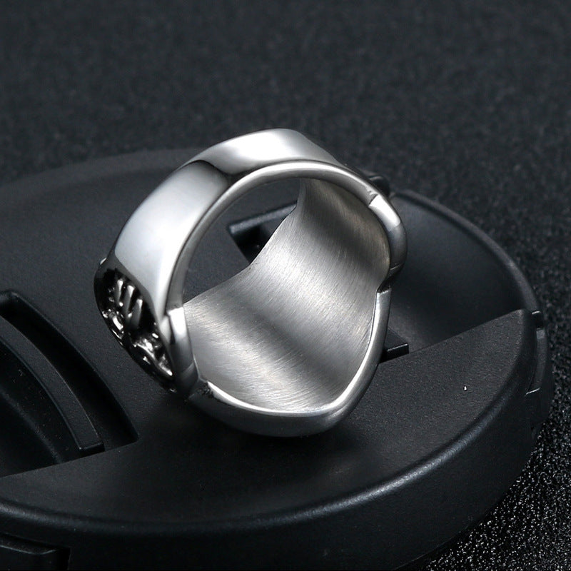 Personalized Retro Punk Titanium Steel Cross Ring for Men - Wholesale Fashion Jewelry