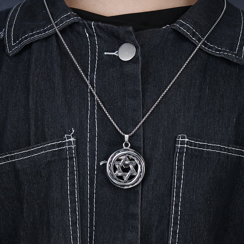 Personalized Retro Men's Hexagram Titanium Steel Pendant Jewelry