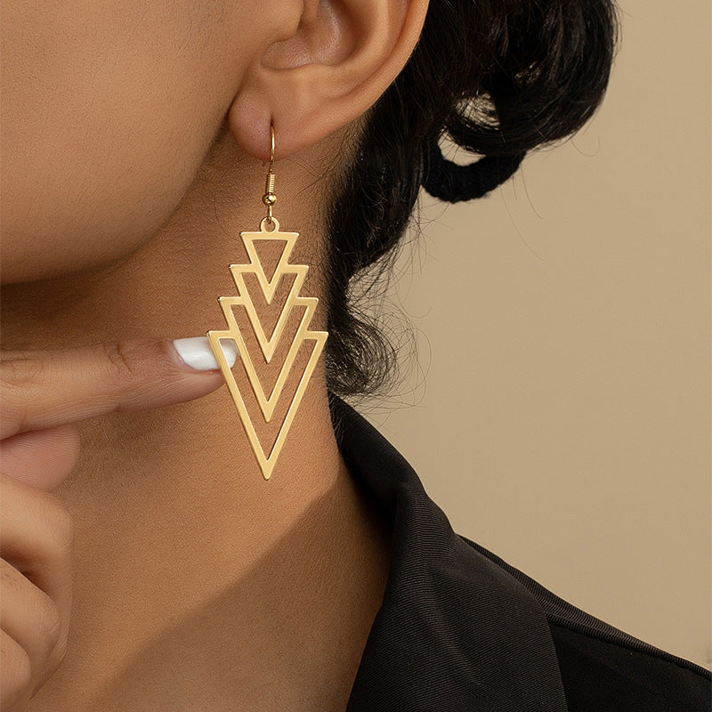 Stylish Metal Geometric Long Earrings - Vienna Verve Collection