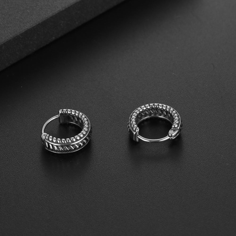 Retro-Inspired Titanium Steel Tire Earrings for Women - Stylish and Personalized Fashion Accessory