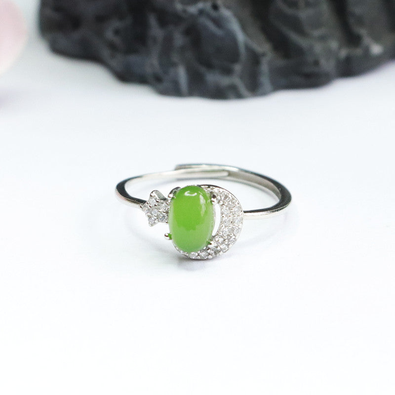 Fortune's Favor Sterling Silver Jade Ring with Russian Jasper and Zircon