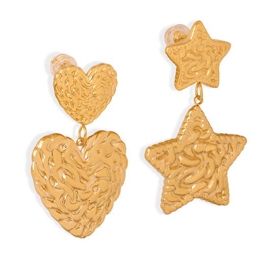 Korean Style Titanium Steel Gold-Plated Love Star Earrings - Everyday Genie Collection