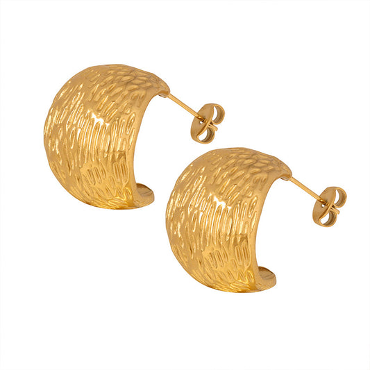 Exquisite Titanium Gold-Plated C-Shaped Earrings for Stylish Women