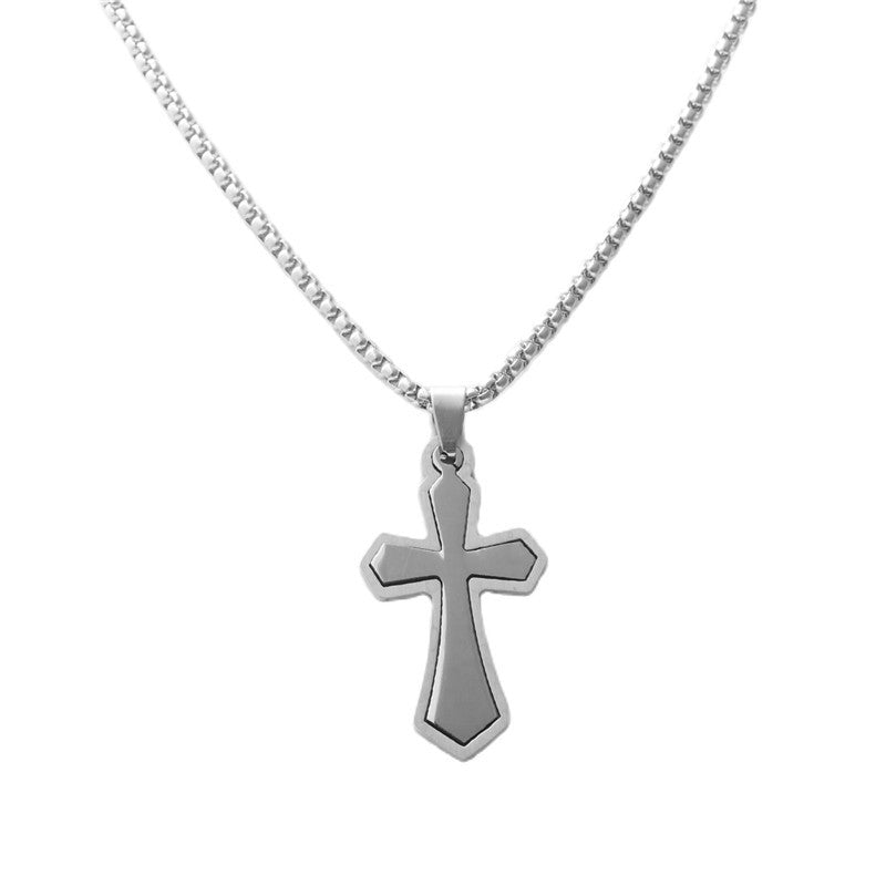 Personalized Retro Titanium Steel Cross Pendant Necklace for Trendy Men